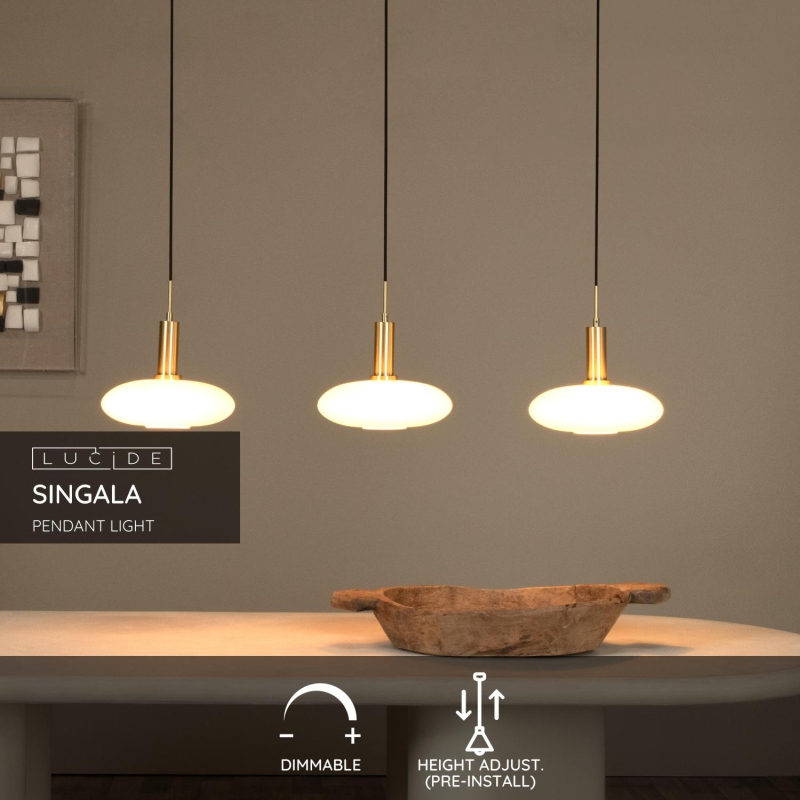 Lucide SINGALA - Závesné svietidlo - 3xE27 - Matt Gold / Mosadz